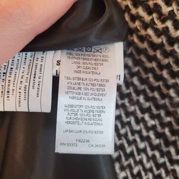 NWT French Connection Faux Fur-Trim Houndstooth Tweed Black & White Coat Size XS - Picture 7 of 7